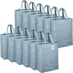 Non-Woven Reusable Eye-Print Shopping Handbag|Pack of 12|Gray Pack of 12 Grocery Bags-picture-1