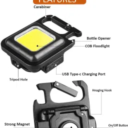 ZOKMOB New Arrival Keychain Light LED Rechargeable Magnetic, Mini COB Emergency Halogen Flash image 2
