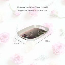 100% Pure Melamine Medium handy Serving Tray, FLYING PEACOCK Theme, Home-Kitchen Tray Serving Set-image-1