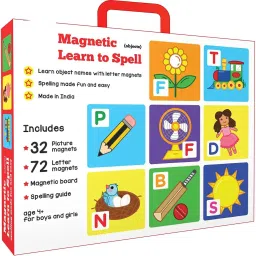 Magnetic Learn to Spell : Objects with 32 Picture Magnets, 72 Letter Magnets, Magnetic Board and Spelling Guide-1