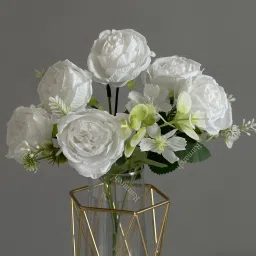 set of 1 bunch white (without vase) White Peach Blossom Artificial Flower-picture-1