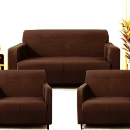Velvet, Generic Plain 3+1+1 Seater Sofa Cover-image-70