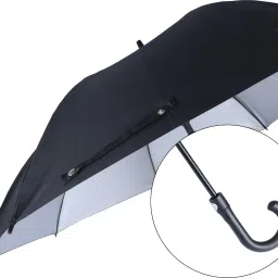 the clownfish Single Fold Auto Open J- shape Handle Waterproof Polyester 210 T Umbrella(Black) Umbrella image 4