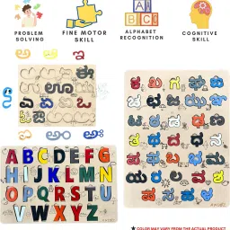 ansoz 3-in-1 Combo Kannada,Vowels & Consonants, and English Alphabet Puzzle Board! image 2