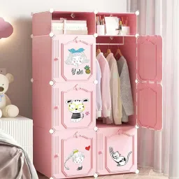 6-Door 8-Shelf Plastic kids Collapsible Cupboard PC Collapsible Wardrobe-image-9