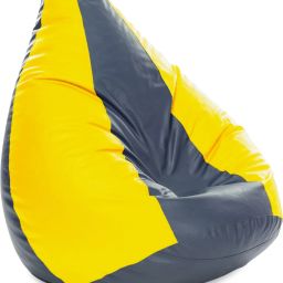 4XL Premium Leatherette Classic Grey Yellow Color Jumbo Teardrop Bean Bag With Bean Filling-image-63
