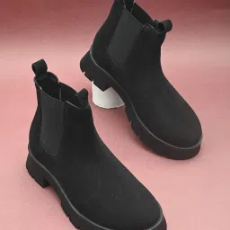 EL PASO Black Women Faux Leather Chelsea Casual Boots Boots For Women-image-28