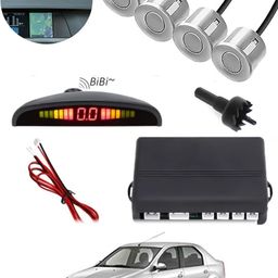 ccmm Silver Reverse 4Pcs Parking Sensor With Led Display/Buzzer For Car-179 Universal Silver Increased Safety 4pcs Sensor For Vehicle-179 Parking Sensor-picture-6