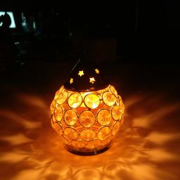 NxTdooR INDIA Premium Quality Deepawali Crystal Akhand Diya 13cmX 9 cm decorative 4 rows 56 crystal brass Oval Shape Deepak Medium Size- Pack of 1 Gold Brass Table Lantern-11