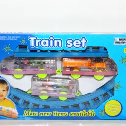 Musical Train Set with Long Track with Rotating Gears Transparent Plastic Body-0
