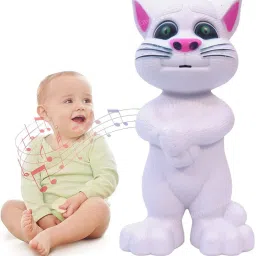 Talking Tom Toy for Kids with Recording and Music Speaking Cat Doll (White)-5