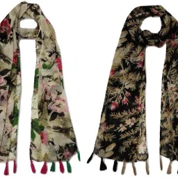 Printed Chiffon Women Multicolor Scarf, Stole, Fancy Scarf-image-83