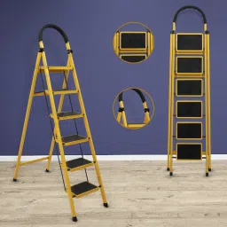 Ladder for Home /Foldable Ladder Wide Anti Skid 6 Step Ladder(Yellow & Black) GI Steel Ladder-28