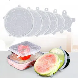 Microwave Safe Silicone Stretch Lids Flexible Covers for Rectangle, Round, Square Bowls, Dishes, Plates, Cans, Jars, Glassware and Mugs (Free Size) - Set of 6 5 inch Lid Set-image-46