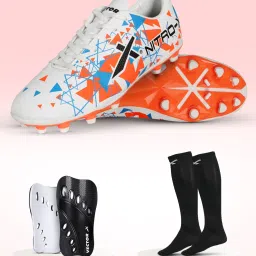 Combo Nitro X Shoe With Pair of Shin Guard & Stockings Football Soccer Kit Football Shoes For Men-image-17