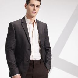 Men Checkered Double Breasted Formal Blazer-image-4