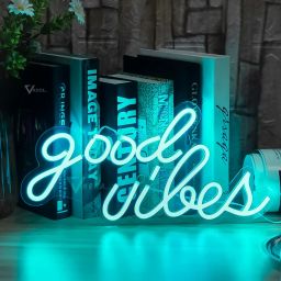 Good Vibes NeonSign Neon Lights for Wall Decor Warm White LED Neon Sign ICE Blue Night Lamp-6