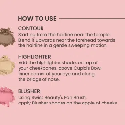 swiss beauty Cheek-A-Boo 3-in-1 Face Palette with Blusher , Contour and Highlighter image 5