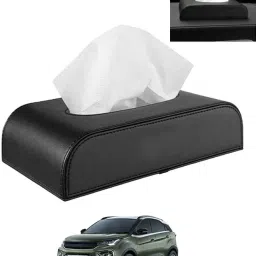 Leathrite New Design Black D-Shape Tissue Holder For-Nexon 2020 Tata 2020 Vehicle Tissue Dispenser-image-39