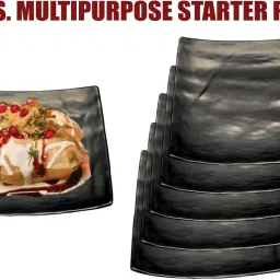 6 Nos Multipurpose Starter Platter for Serving Snacks/Chaat/Dahi Bhalla etc B278 Sizzler Tray-image-24