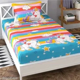 160 TC Polycotton, Microfiber, Cotton Blend Single 3D Printed Flat Bedsheet-6