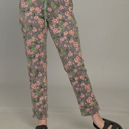 Women Cotton Grey Printed Regular Pyjama Women Pyjama-image-4