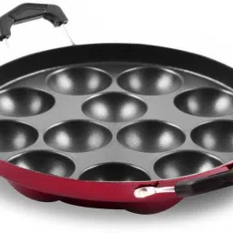 Master Aluminium Non-Stick 12 Cavity Appam Patra Side Handle with SS Lid Paniyarakkal with Lid 5 L capacity 23.65 cm diameter-image-55