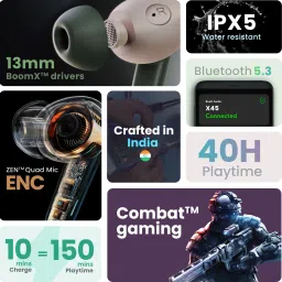boult X45 with Quad Mic ENC, 40H Playtime, 45ms Ultra Low Latency, Made In India, 5.3 Bluetooth Headset image 2