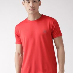 CHKOKKO Men Red Solid Round Neck Running T-shirt-image-71