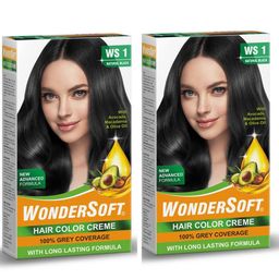 WonderSoft Set Of 2 Hair Color Creme With Avocado Oil - 100 g Each - Natural Black-15