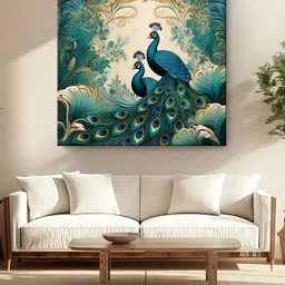 999Store Green & Brown Birds and Animals Canvas Wall Painting-image-12