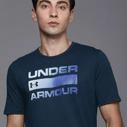 UNDER ARMOUR Men Navy Blue Typography Printed Loose Training or Gym T-shirt-image-22