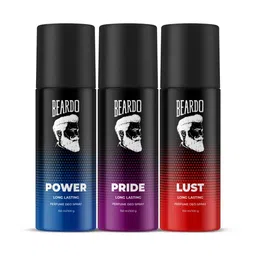 BEARDO Men Set of 3 Long Lasting Perfume Deo Spray 150ml/100g each - Power + Lust + Pride-58