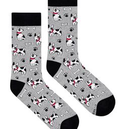 Dynamocks Unisex Grey & Black Patterned Sustainable Calf-Length Socks-59