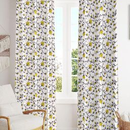 Trance Home Linen Yellow & White 2 Pcs Printed Room Darkening Pure Cotton Door Curtains-image-45