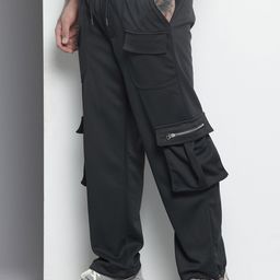 The Indian Garage Co Men Relaxed Fit Textured Cargo Track Pant-image-15