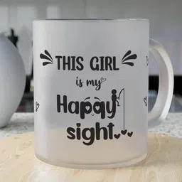 Indigifts Valentine Day White & Black Printed Glass Matte Mug 325 ml-picture-52