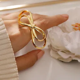 Rubans Voguish 18K Gold Plated Adjustable Bow Knot Ring-87