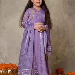 Vivedkids Girls Embellished Thread Work Ready to Wear Lehenga & Blouse With Dupatta-picture-19