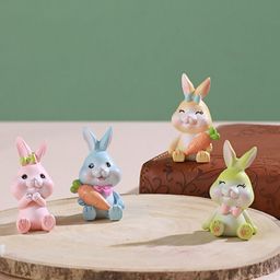 TIED RIBBONS Orange & Pink 4 Pieces Cute Rabbit Miniature Figurine Showpieces-45