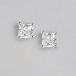 DressBerry Rhodium-Plated 925 Sterling Silver CZ Square Studs Earrings-20