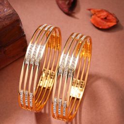 Anouk Women Set of 2 Gold-Plated Cubic Zirconia Stone Studded Bangles-43
