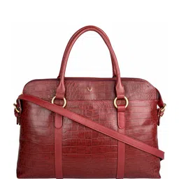 Hidesign Maroon Crocodile Skin Textured Leather Handheld Bag-15