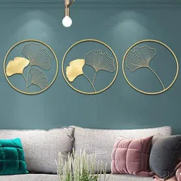 DSH Crafting Your Curiosity Brown & White 3 Pieces Leaf Designer Metal Wall Hanging-image-30
