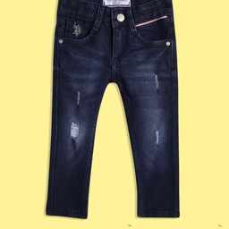 U.S. Polo Assn. Kids Boys Blue Skinny Fit Mildly Distressed Light Fade Stretchable Jeans-picture-48