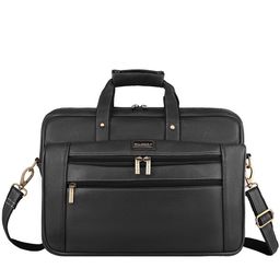 WildHorn Men's Black & Silver-Toned Leather Laptop Bag Messenger Bag-27