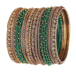 NMII Set Of 20 Zircon Stone Studded Silk Thread Antique Bangles-98
