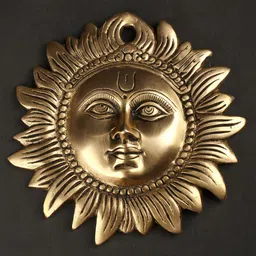 Exotic India Gold-Toned Auspicious Motif Of Sun Wall Hanging-image-80