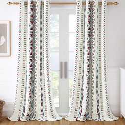 Story@home Set of 2 White & Grey Geometric Room Darkening Long Door Curtain-18