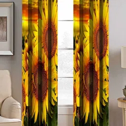 BELLA TRUE Green & Yellow Set of 2 Floral Room Darkening Long Door Curtain-image-93